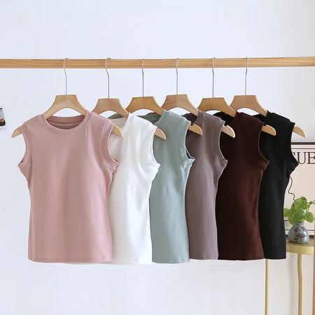 Joyce Tank Tops with Inbuilt Bra In Black