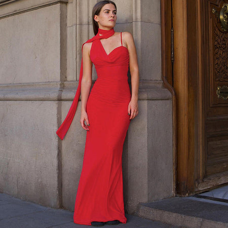 Buy Saddle Statement Bodycon Dress With Attached Scarf In Red for Women Online in India Buy Saddle Statement Bodycon Dress With Attached Scarf In Red for Women Online in India