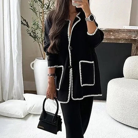 Gary Luxe Winter Coord Set - Set of Top and Pants In White