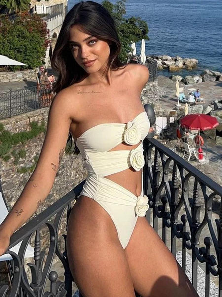 White - Logan Holiday Swimsuit with Skirt