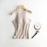 Dia Tank Tops with Inbuilt Bra In Brown