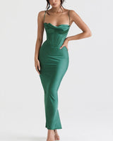 Sizzle Bodycon Corset Midi Dress in Green
