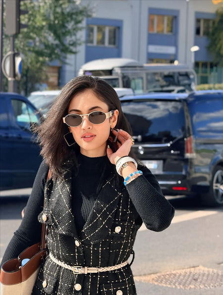 Rader Set of Top and Woolen Tweed Dress in Black