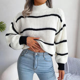Zuma Striped Sweater in White - Alamode By Akanksha