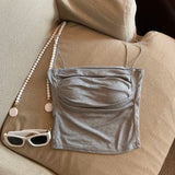 Zouzou Tank Tops with Inbuilt Bra In Grey
