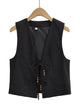 Hansel Knot Up Summer Tops In Black