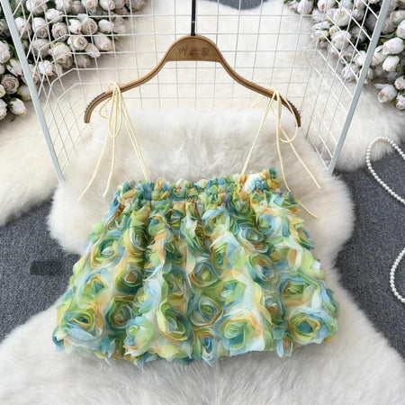 Green - Reming 3D Floral Blouse
