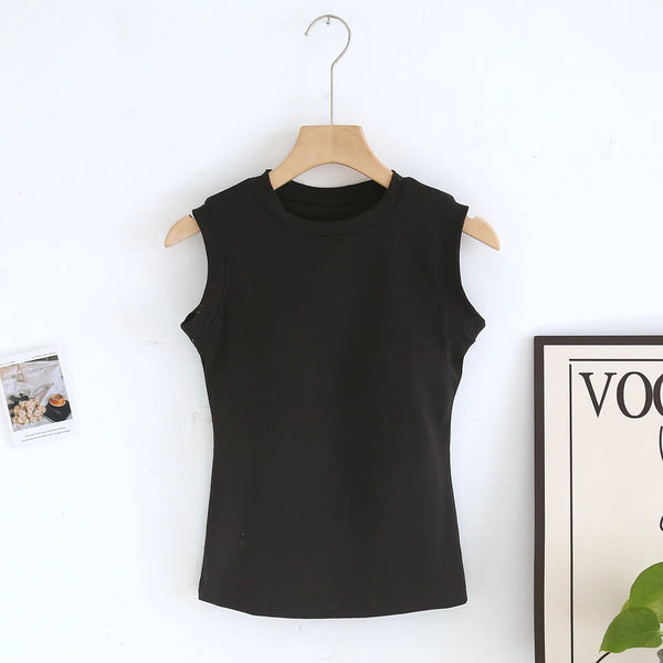 Joyce Tank Tops with Inbuilt Bra In Black