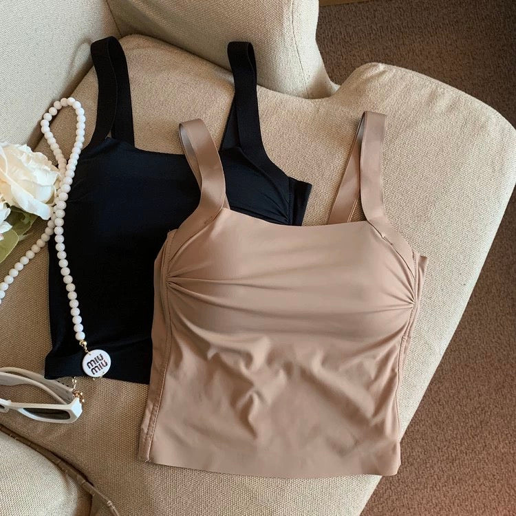 Mimi Seamless Tank Tops with Inbuilt Bra In Brown