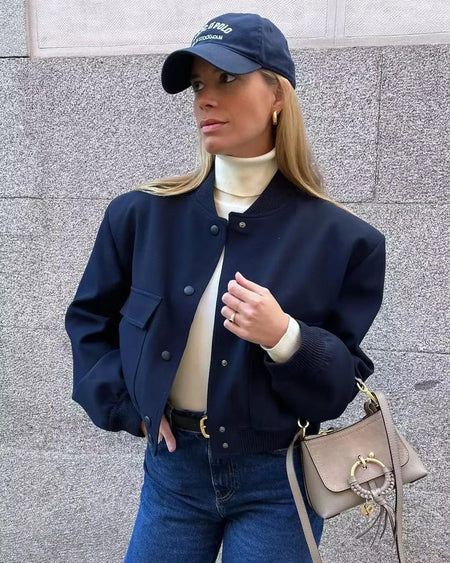 Blue - Marcella Luxe Bomber Jacket