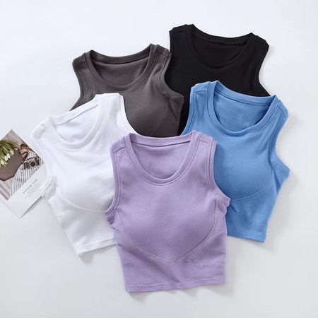 Baco Tank Tops with Inbuilt Bra In Pink