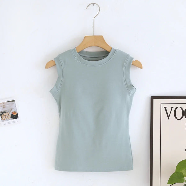 Joyce Tank Tops with Inbuilt Bra In Mint Green