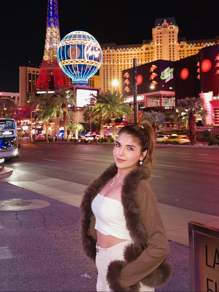 Alizee Fur Cardigan In Brown