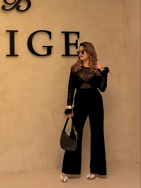 Adelie Fur Velvet Jumpsuit