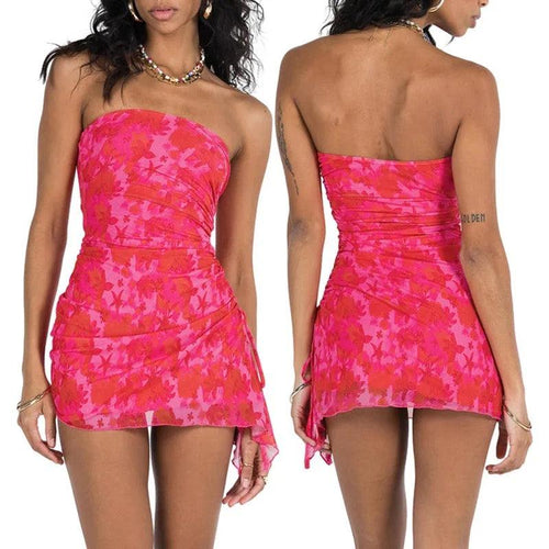 Ruby Ruched Tube Dress in Pink - Alamode By Akanksha