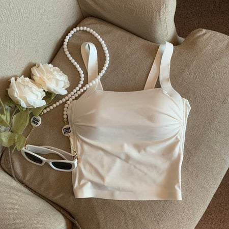 Beige - Mimi Seamless Tank Tops with Inbuilt Bra