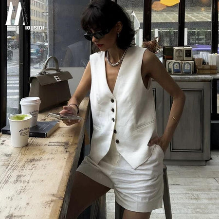 White - Bodrum Linen Coord Set