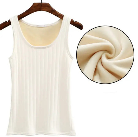 White - Roy Warm Tank Tops with Fleece Lining