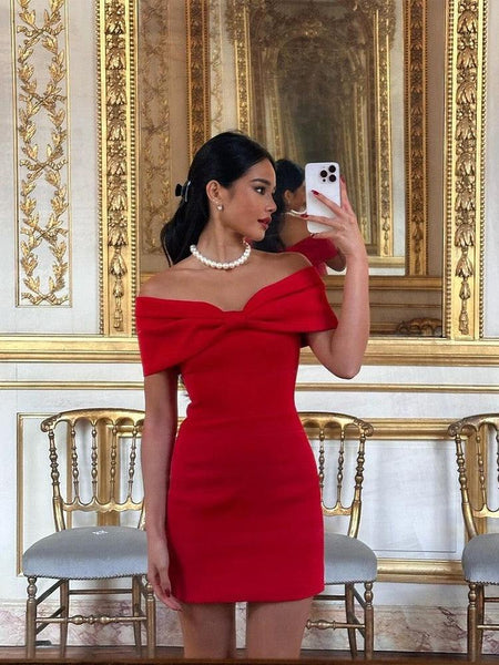 Serrie Red Bow Mini Dress - Alamode By Akanksha