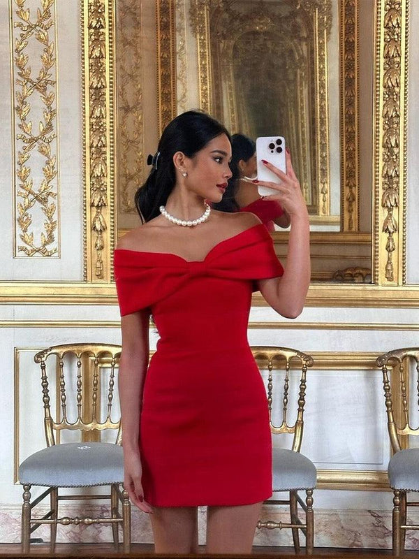 Serrie Red Bow Mini Dress - Alamode By Akanksha