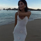 Yazu Rosette Premium Maxi Dress in White - Alamode By Akanksha