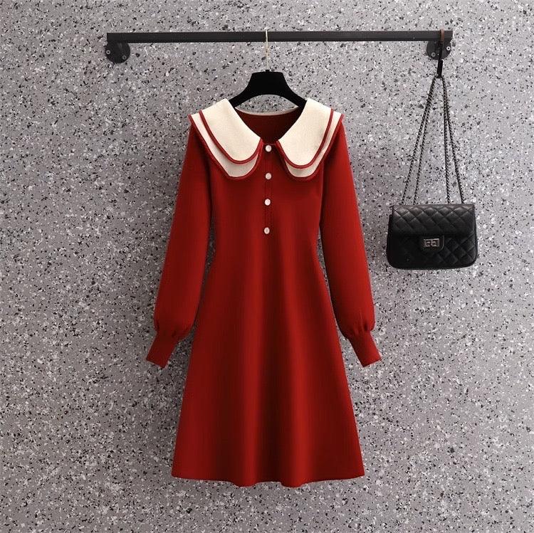 Jasper Doll Collar Knitted Dress - Alamode By Akanksha