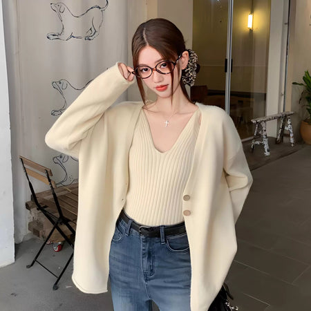 Off White - Nixie Statement Woolen Tops with Cape Style Sweater