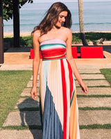 Mulberry Offshoulder Pleated Maxi Dress