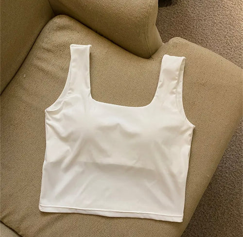 Mona Tank Tops with Inbuilt Bra In White