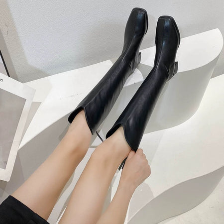 Black - Rio Premium Leather Boots without Heel
