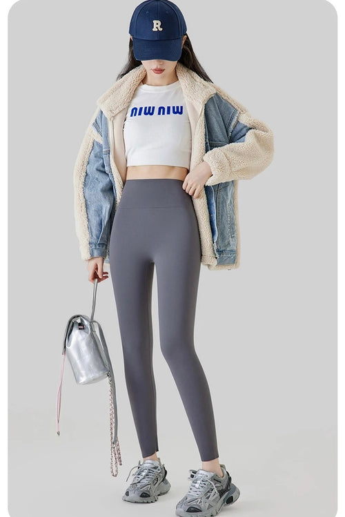 Rosa Slimming Premium Fleece Leggings In Grey