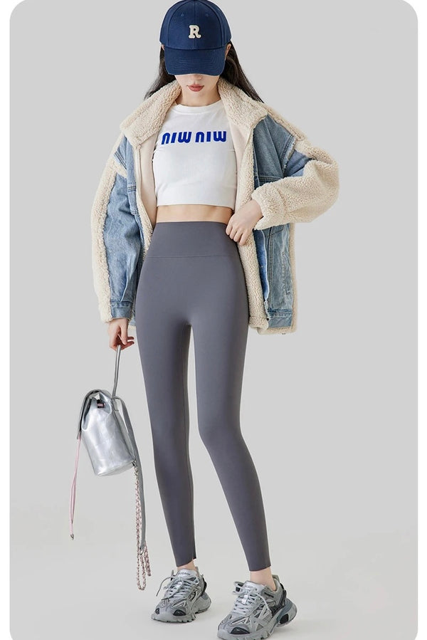Rosa Slimming Premium Fleece Leggings In Grey