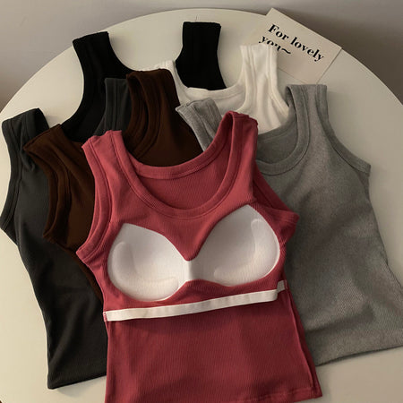 Stormie Tank Tops with Inbuilt Bra In White