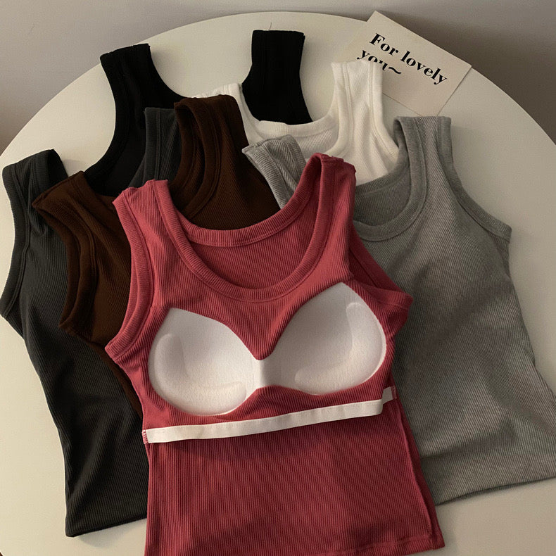 Stormie Tank Tops with Inbuilt Bra White