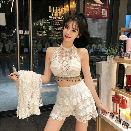 Maya 3 Piece Coord Set - Resortwear Set In White