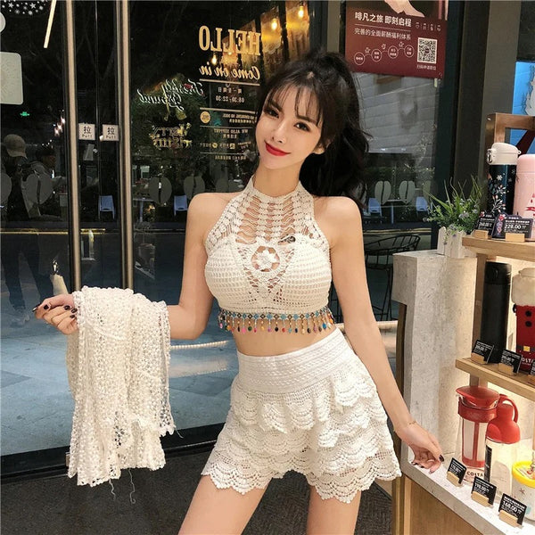 Maya 3 Piece Coord Set - Resortwear Set In White
