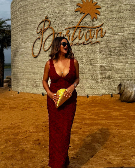Cosmos Luxe 3D Floral Maxi Dress