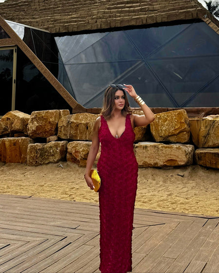Cosmos Luxe 3D Floral Maxi Dress