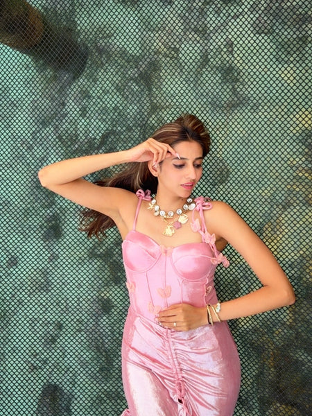 Shane Swimsuit with Sarong Skirt In Pink