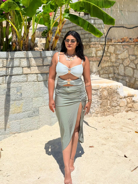 Marie Luxe Swimsuit With Skirt In Green