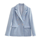 Freya Statement Tweed Blazer in Blue - Alamode By Akanksha