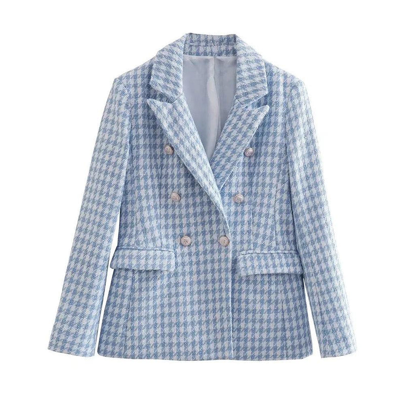 Freya Statement Tweed Blazer in Blue - Alamode By Akanksha