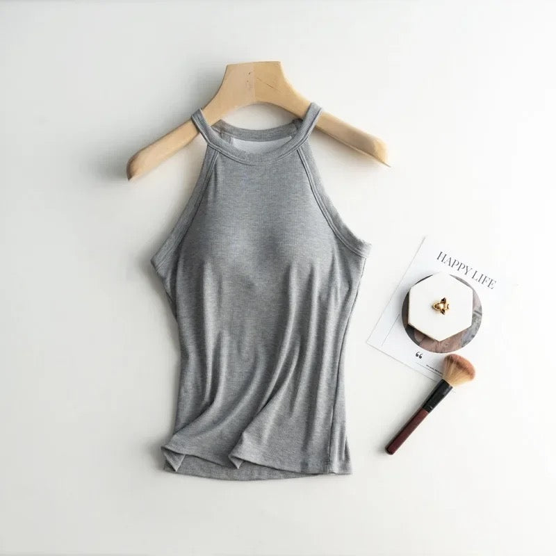 Dia Tank Tops with Inbuilt Bra In Brown