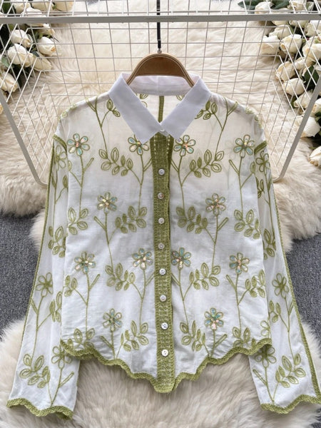 Green - Andrew Embroidered Cotton Shirt