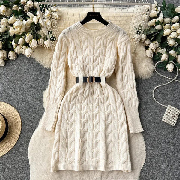 Heathrow Statement Knitted Dress with Belt - Alamode By Akanksha