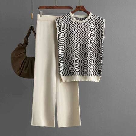 Beige - Robert Knitted Cotton Co-ord Set