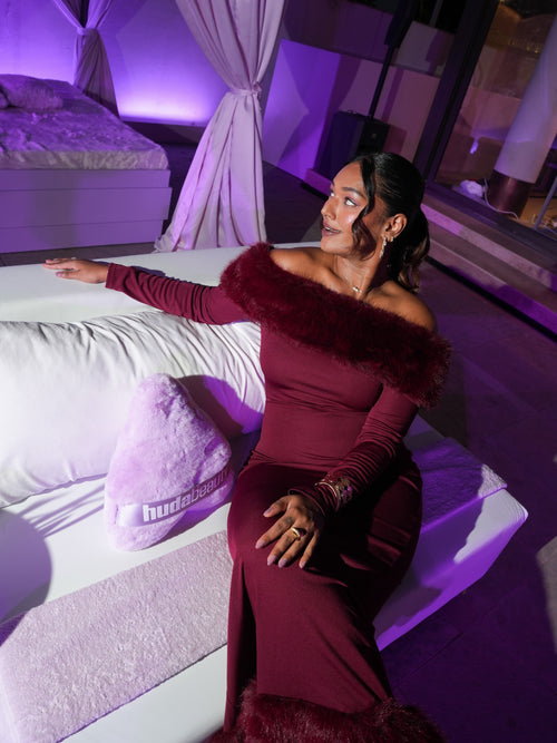 Renata Fur Off Shoulder Dress