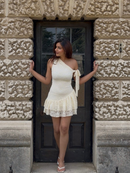Robert Lace Ruffle Mini Dress
