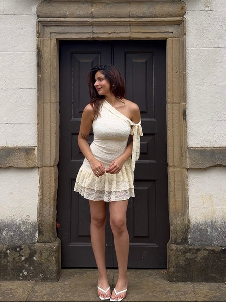 Robert Lace Ruffle Mini Dress