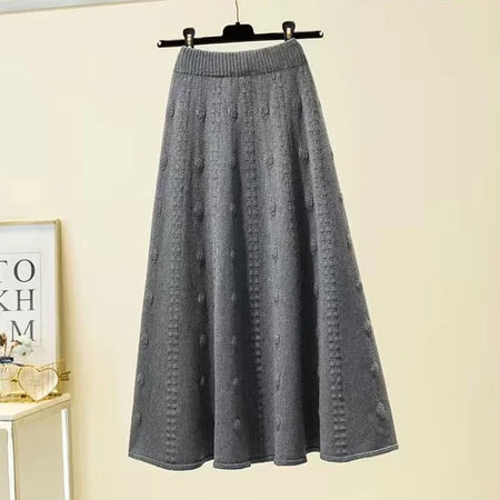 Grey - Semeah Statement Woolen Pleated Skirt